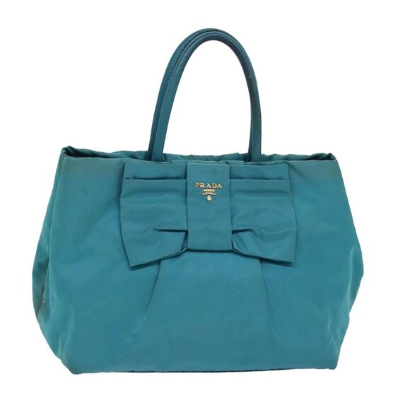 PRADA Hand Bag Nylon Turquoise Blue Auth 81466 - Picture 1 of 16